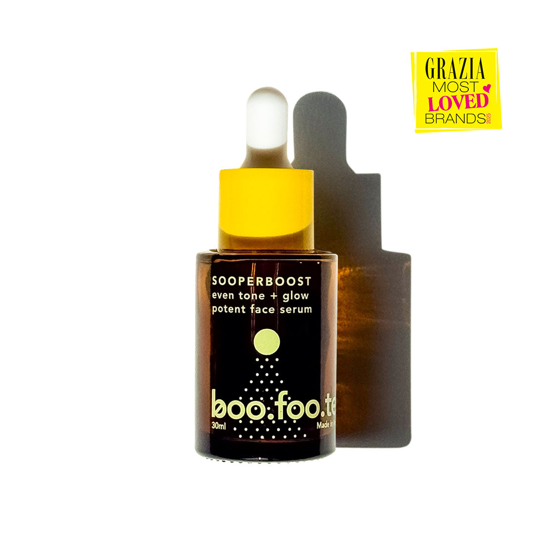 Boofootel Sooperboost Face serum fades pigmentation, uneven skin tone, dark spots and boosts glow.