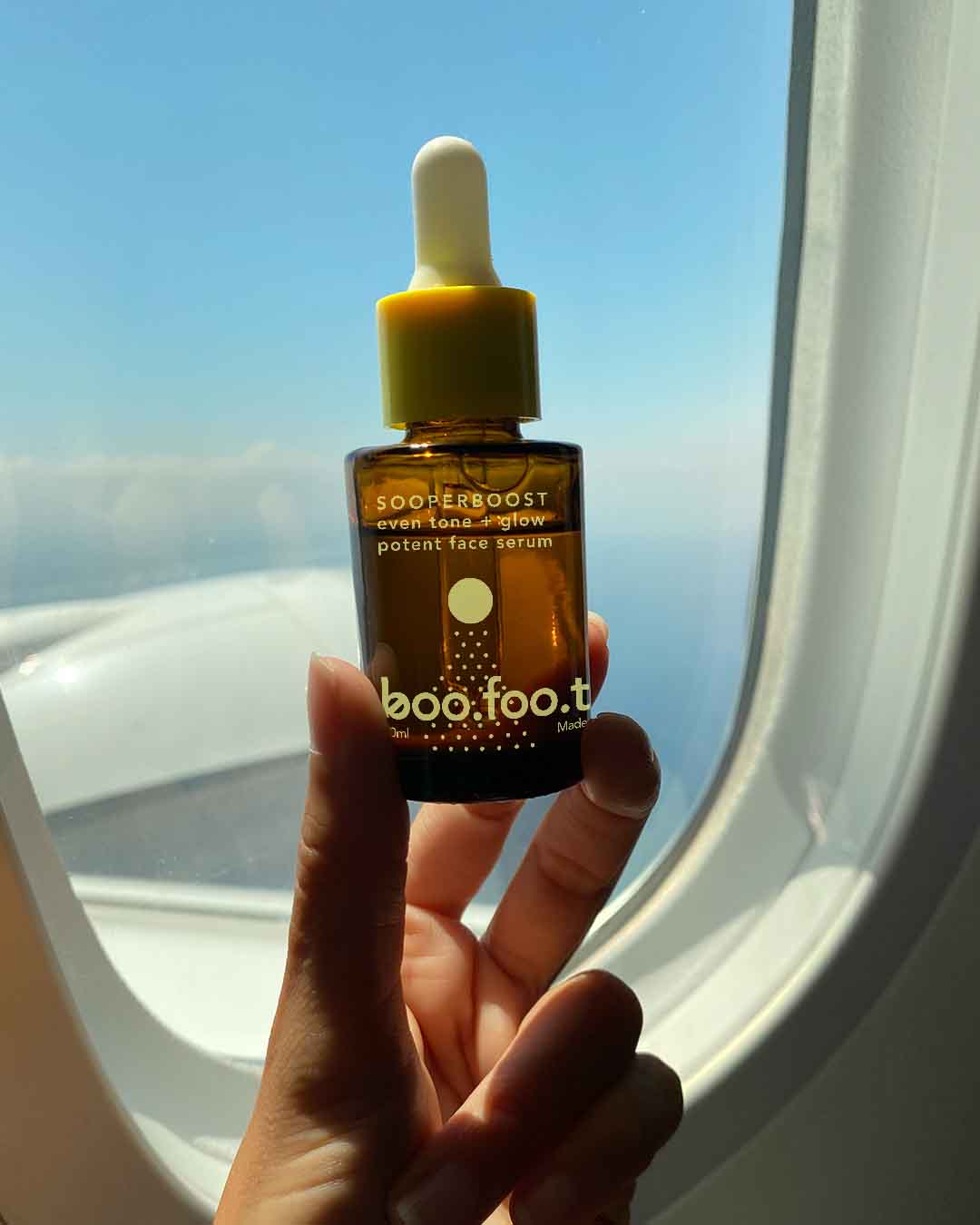 Boofootel's Sooperboost fits in your travel bag 30 ml